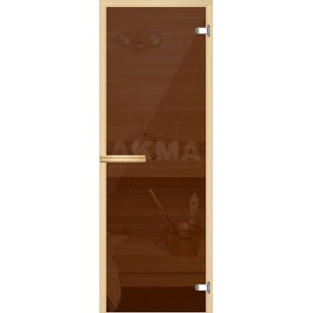 Дверь для сауны 7х18 АКМА стекло бронза 8мм. Коробка осина