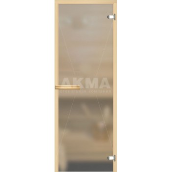 Дверь для сауны 7х19 АКМА стекло сатин 8мм, Коробка осина.