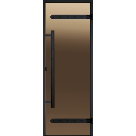 Дверь для турецкой парной Harvia LEGEND 7/19, черная коробка алюминий, бронза 700 х 1900 мм