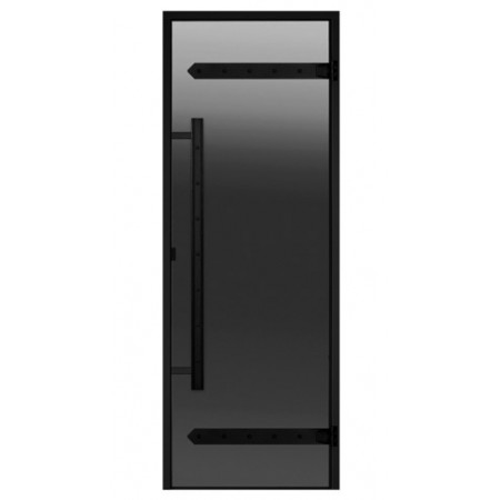 Дверь для турецкой парной Harvia LEGEND 7/19, черная коробка алюминий, серая 700 х 1900 мм