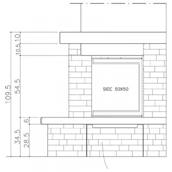 Облицовка TOPAZIO DX, с банкетой, под Side 50x50 (EdilKamin)