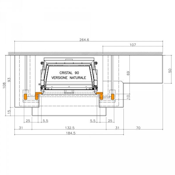 Облицовка GIADA sx с банкетой справа + топка CRISTAL 90 N-09 (EdilKamin)