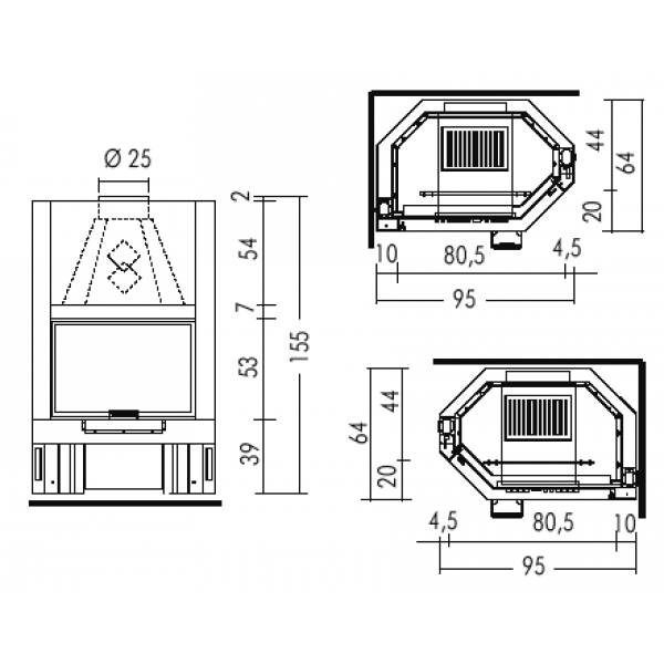 Облицовка NIZZA + топка TEKNO 2N SX (EdilKamin)