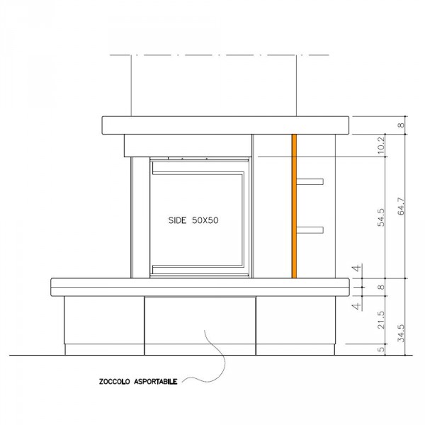 Облицовка QUARZO sx, под Side Plus 50x50 (EdilKamin)