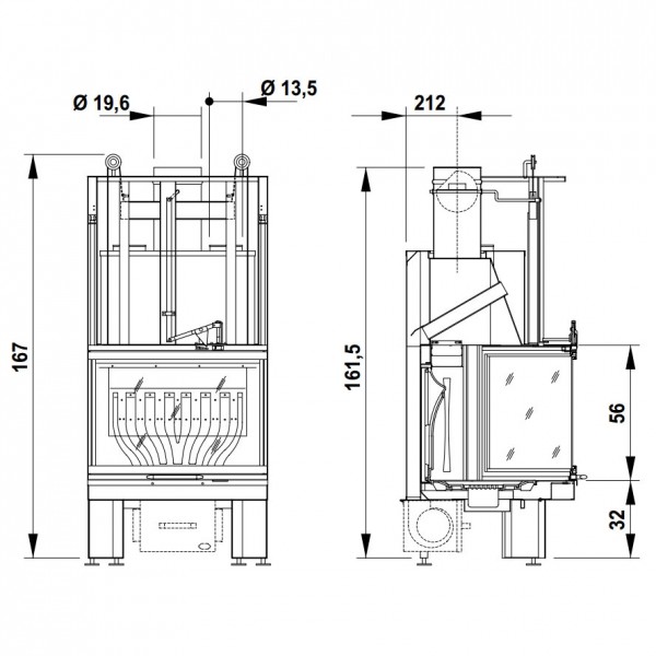 Облицовка DETROIT + топка ECOMONOBLOCCO 66 round 180° (Palazzetti)