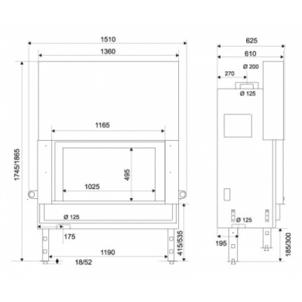 Облицовка CERISAIE 2 AD, Dure Biege/Brun Emperador (RLD) + топка EMPYRIUM 1200 (RLD)
