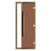 Комплект двери с "бронзовым" стеклом SAWO 742-4SGD-1 (с порогом, кедр, изогнутая ручка)