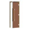 Дверь SAWO 741-3SGD-R-3 (7/19, бронза, правая, без порога, кедр, прямая ручка с металлической вставкой)