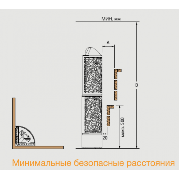 SAWO Электрическая печь DRAGONFIRE Heater king, угловая, с выносным блоком упр., 12 кВт, DRFT6-120NS-CNR-P
