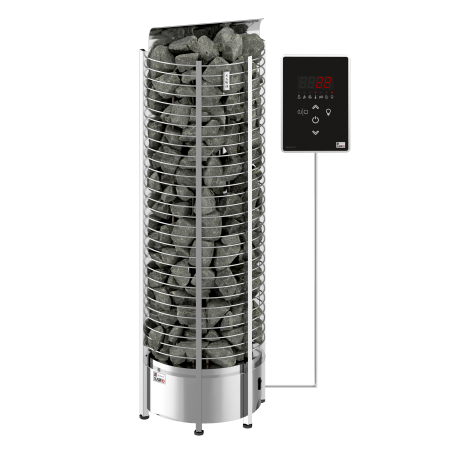 SAWO Электрическая печь Tower напольная пристенная, без пульта, встр. блок мощности, 9,0 кВт, нерж. сталь, артикул TH5-90Ni2-WL-P